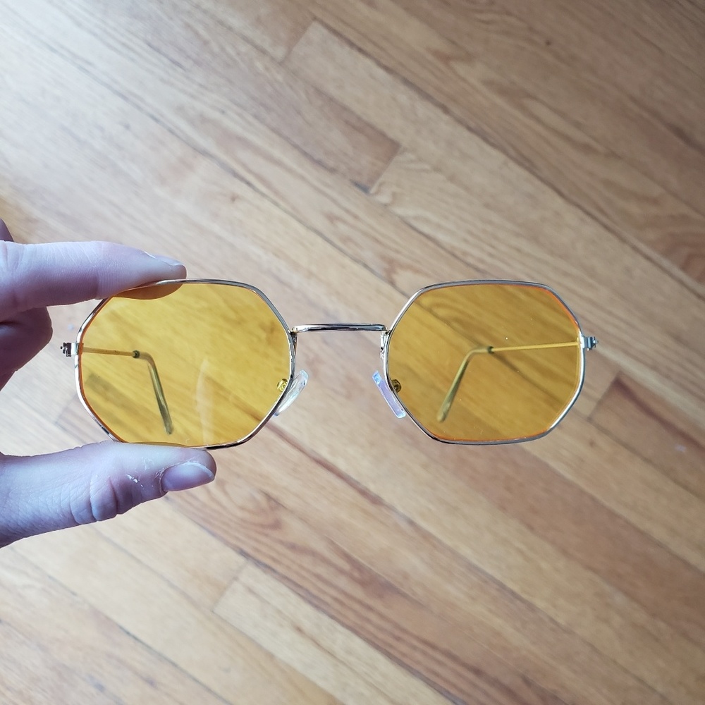 Hipster Hexagon Square Transparent Sunglasses - Picture 4 of 5